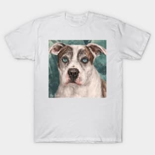 Painting of a Gorgeous Amstaff Dog with Blue Eyes T-Shirt